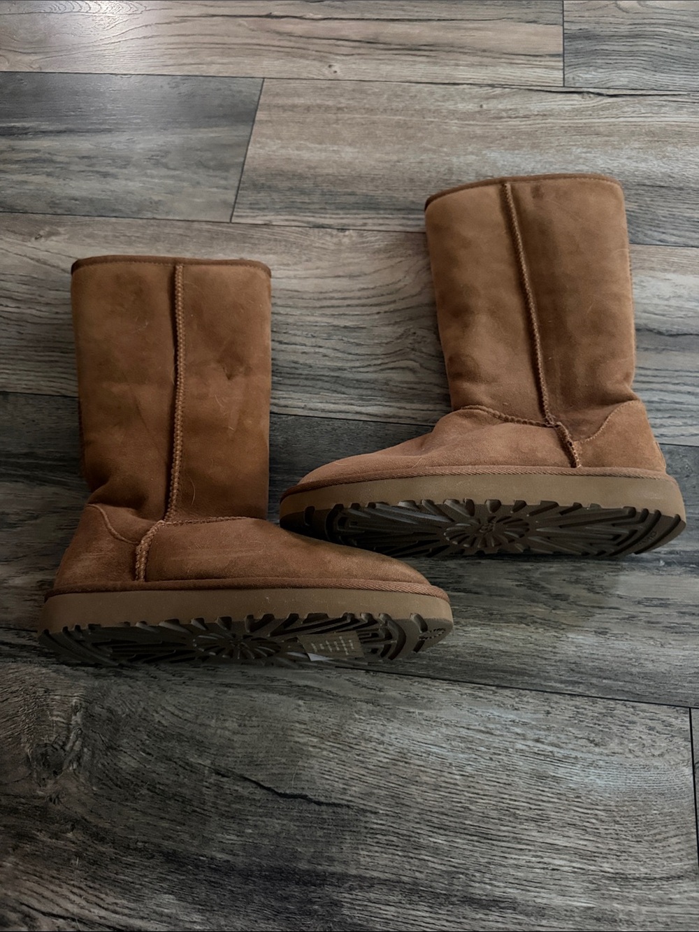 UGG Tall Chestnut Suede Shearling Boots